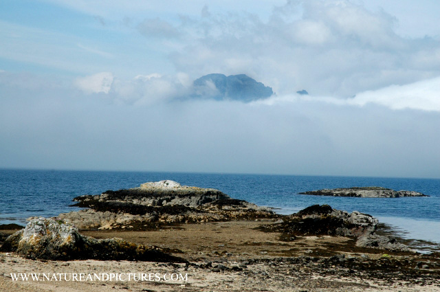 views-043.jpg - MT BLAVEN (BLA BHEINN) RISES MYSTERIOUSLY FROM THE CLOUDS, ACROSS THE SEA- ISLE OF SKYE